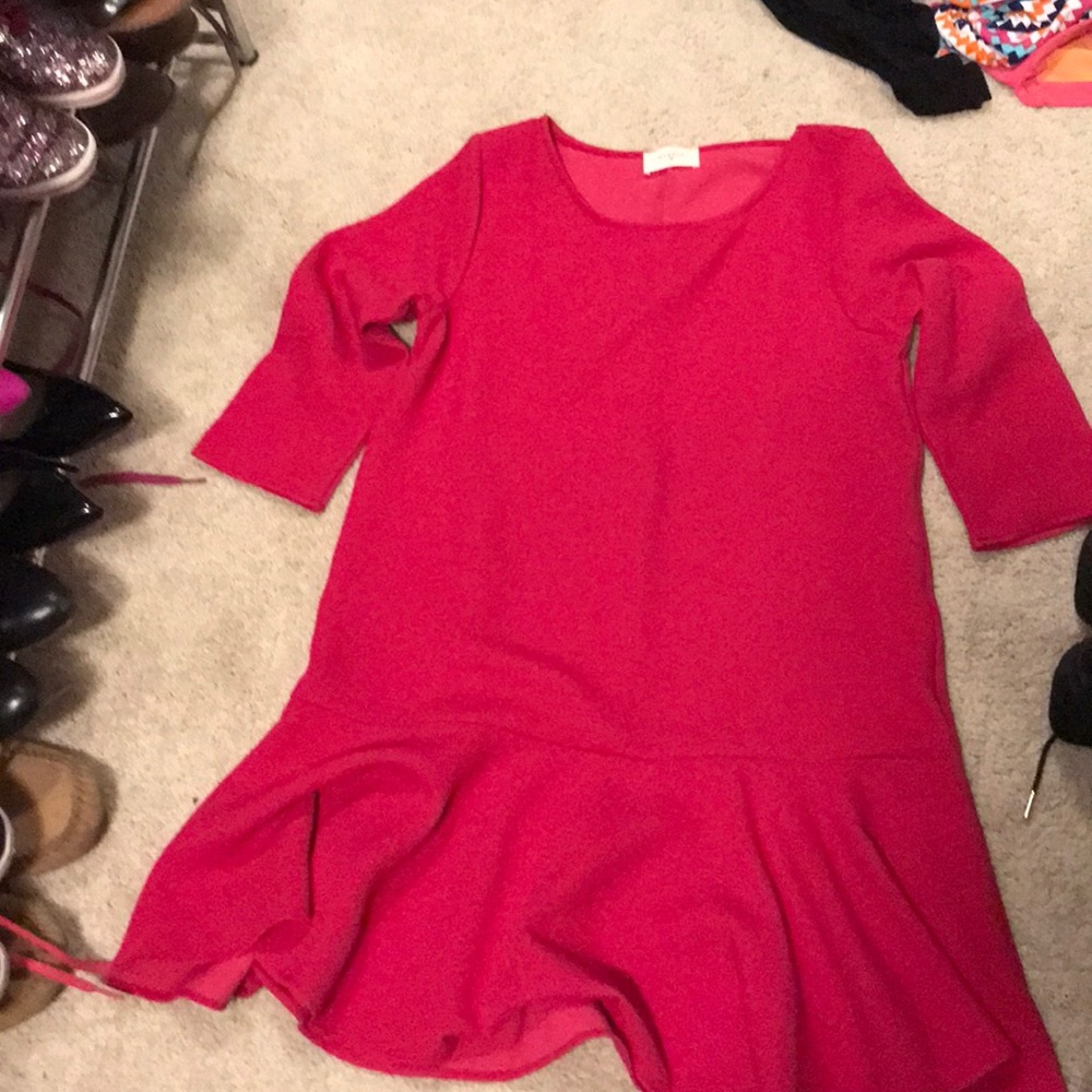 Everly pink ruffle dress
